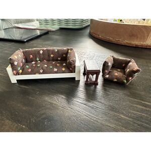 Vintage Fisher‎ Price Dollhouse Furniture Living Room Sofa Chair Table 1972 GUC